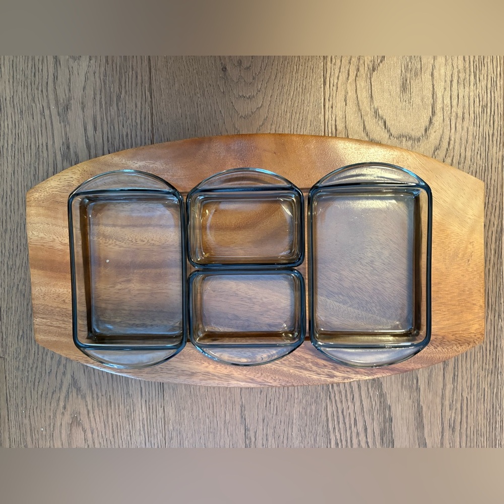Mid Century Teak Wood Serving Dish Set